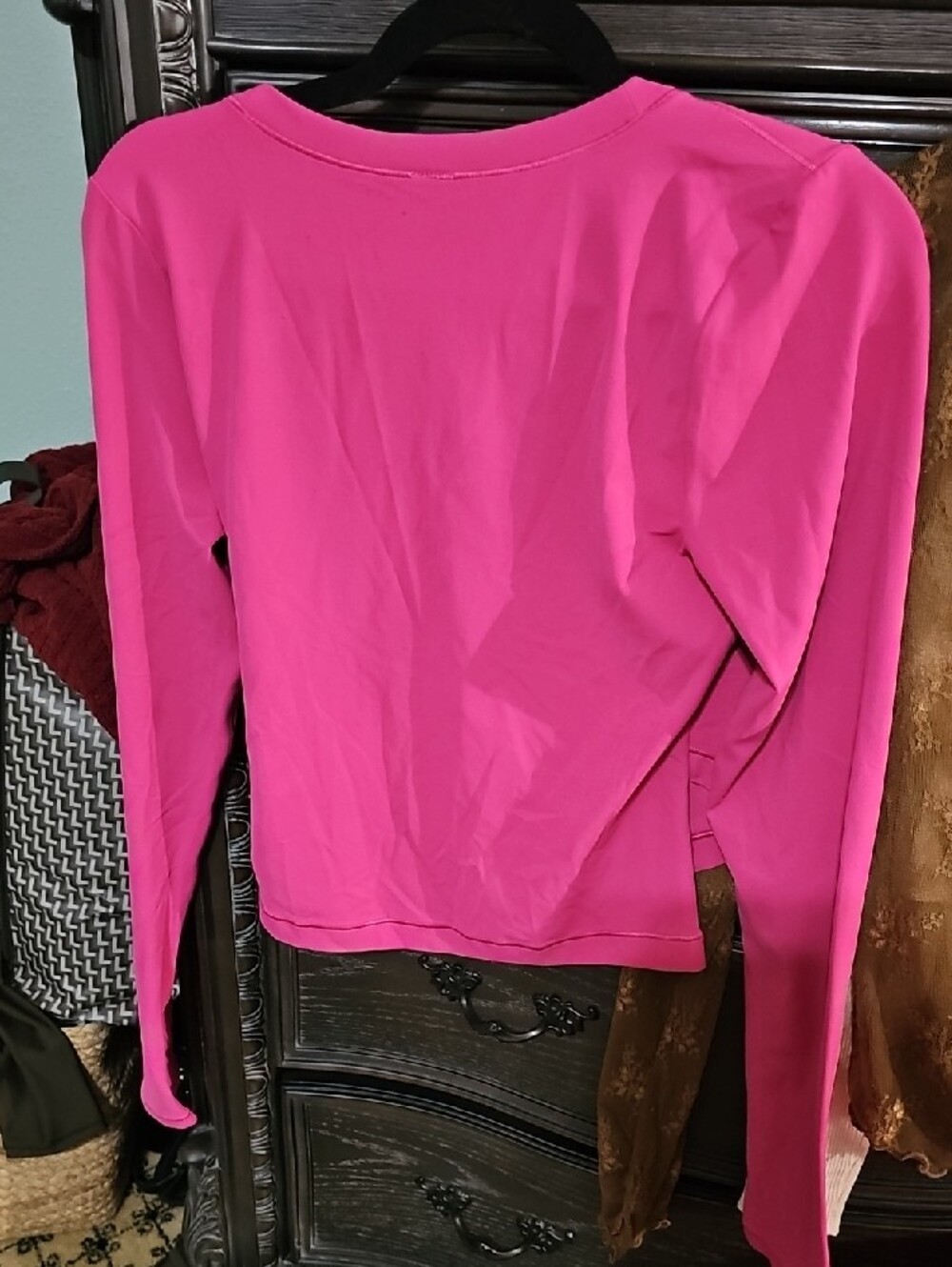 Athleta Bright Pink Wrap-Front Long Sleeve Top - Picture 2 of 3